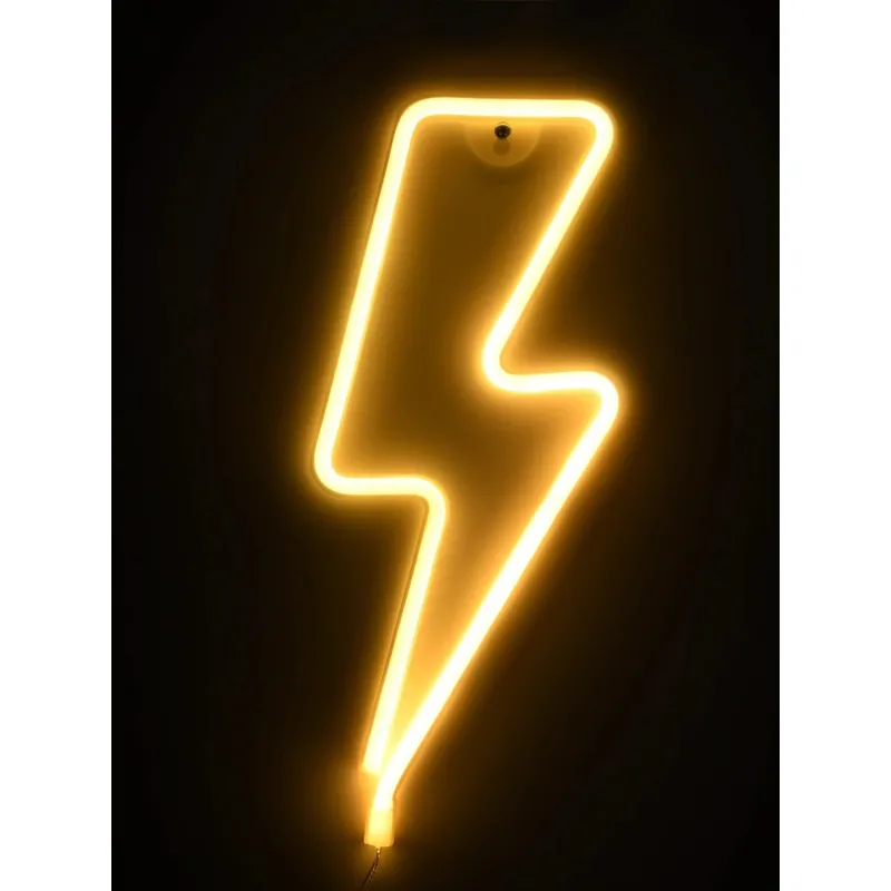 GloboStar® 78590 Φωτιστικό Ταμπέλα Φωτεινή Επιγραφή NEON LED Σήμανσης LIGHT STRIKE 5W με Καλώδιο Τροφοδοσίας USB - Μπαταρίας 3xAAA (Δεν Περιλαμβάνονται) - Θερμό Λευκό 2700K