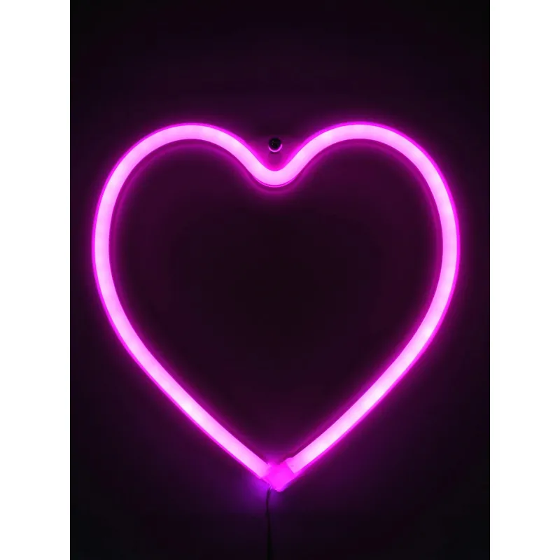 GloboStar® 78592 Φωτιστικό Ταμπέλα Φωτεινή Επιγραφή NEON LED Σήμανσης HEART 5W με Καλώδιο Τροφοδοσίας USB - Μπαταρίας 3xAAA (Δεν Περιλαμβάνονται) - Ροζ