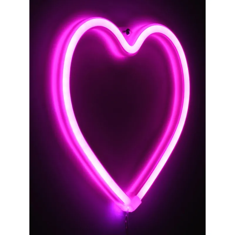 GloboStar® 78592 Φωτιστικό Ταμπέλα Φωτεινή Επιγραφή NEON LED Σήμανσης HEART 5W με Καλώδιο Τροφοδοσίας USB - Μπαταρίας 3xAAA (Δεν Περιλαμβάνονται) - Ροζ