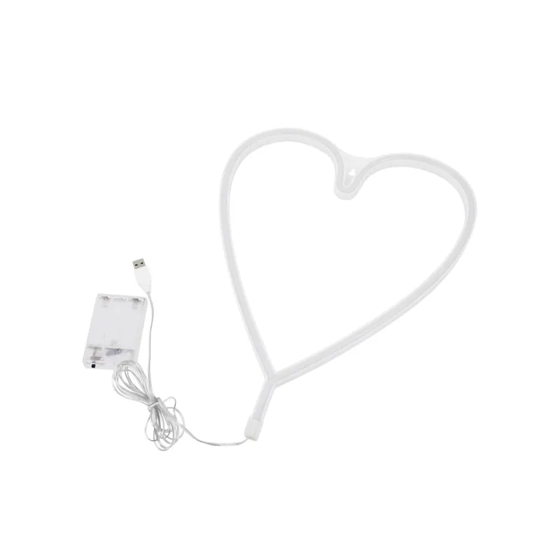 GloboStar® 78593 Φωτιστικό Ταμπέλα Φωτεινή Επιγραφή NEON LED Σήμανσης HEART LINE 5W με Καλώδιο Τροφοδοσίας USB - Μπαταρίας 3xAAA (Δεν Περιλαμβάνονται) - Ροζ