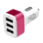 Globostar® 79504 Ροζ Φορτιστής Αυτοκινήτου DC 12-24V με 3 Εξόδους USB DC 5V Max 3.1A 20W και Καλώδιο USB σε Type-C