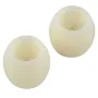 GloboStar® CANDLE 79548 ΣΕΤ 2 x Διακοσμητικά Realistic Κεράκια με LED Εφέ Κινούμενης Φλόγας - Μπαταρίας 2 x CR2032 Μπλε Μπεζ D6 x H5cm
