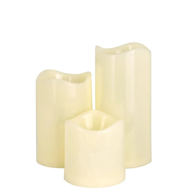 GLOBOSTAR® FIREFLAME 79552 Διακοσμητικό Κερί με IR Ασύρματο Χειριστήριο LED 0.5W 25lm 120° DC 3V με 9xAA Μπαταρίες IP20 Θερμό Λευκό 2700K Dimmable - Μπεζ -Μ7.5 x Π7.5 x Υ15cm - Πακέτο 3 Τεμαχίων - 1 Χρόνο Εγγύηση