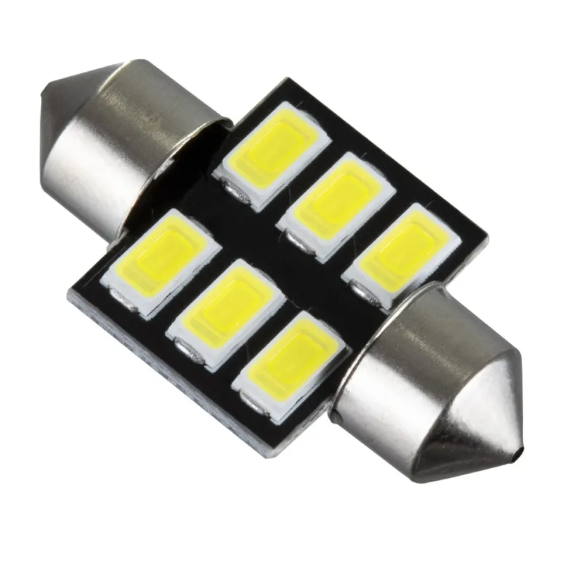 GloboStar® C5W 81305 Λάμπα Αυτοκίνητου 31mm FESTOON - LED 6 SMD 5630 0,72W 240lm 120° DC 12V IP20 Ψυχρό Λευκό 6000K