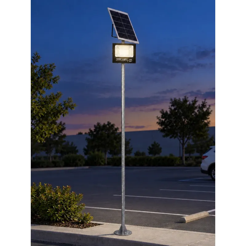 GLOBOSTAR® HELIOS-280 GLB-000-0001 Μεταλλικός Γαλβανισμένος Στύλος Φωτισμού για Φωτοβολταϊκό Προβολέα Εξωτερικού Χώρου - Ασημί Γαλβανιζέ - Μ35 × Π25 × Υ280cm