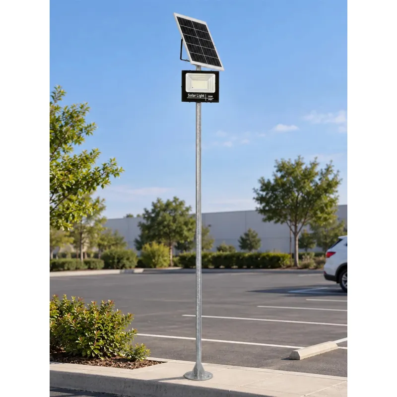 GLOBOSTAR® HELIOS-280 GLB-000-0001 Μεταλλικός Γαλβανισμένος Στύλος Φωτισμού για Φωτοβολταϊκό Προβολέα Εξωτερικού Χώρου - Ασημί Γαλβανιζέ - Μ35 × Π25 × Υ280cm