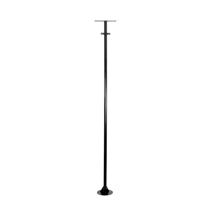 GLOBOSTAR® HELIOS-280 GLB-000-0002 Μεταλλικός Γαλβανισμένος Στύλος Φωτισμού για Φωτοβολταϊκό Προβολέα Εξωτερικού Χώρου - RAL 9005 Μαύρο Ματ - Μ35 × Π25 × Υ280cm