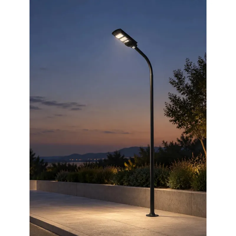 GLOBOSTAR® URBANO-280 GLB-000-0008 Μεταλλικός Γαλβανισμένος Στύλος Φωτισμού για Φωτοβολταϊκό Φωτιστικό Δρόμου Εξωτερικού Χώρου - RAL 9005 Μαύρο Ματ - Μ84 x Π25 x Υ280cm