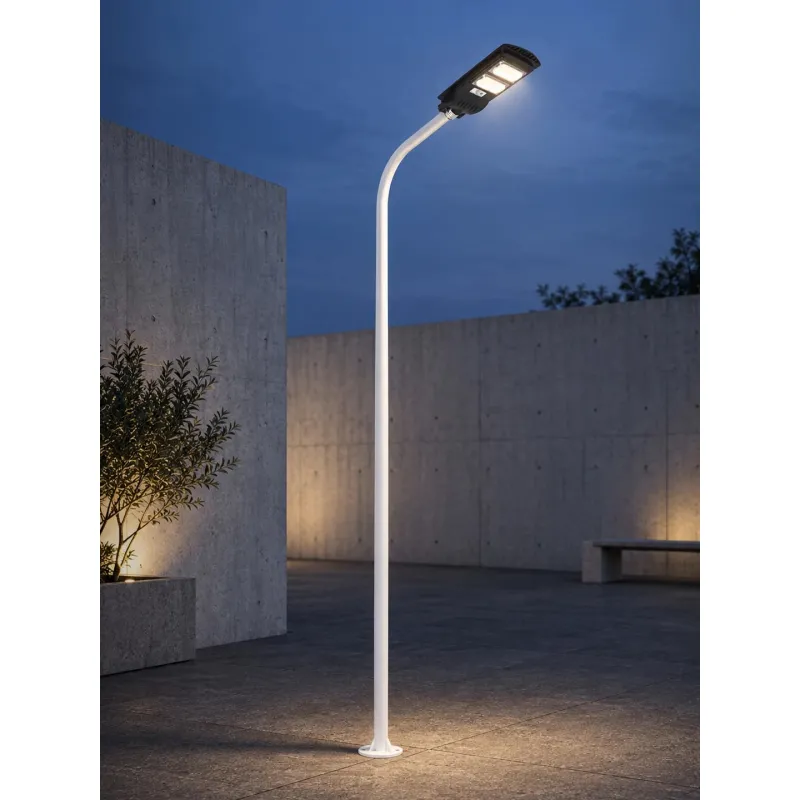 GLOBOSTAR® URBANO-280 GLB-000-0010 Μεταλλικός Γαλβανισμένος Στύλος Φωτισμού για Φωτοβολταϊκό Φωτιστικό Δρόμου Εξωτερικού Χώρου - RAL 9016 Λευκό Ματ - Μ84 x Π25 x Υ280cm