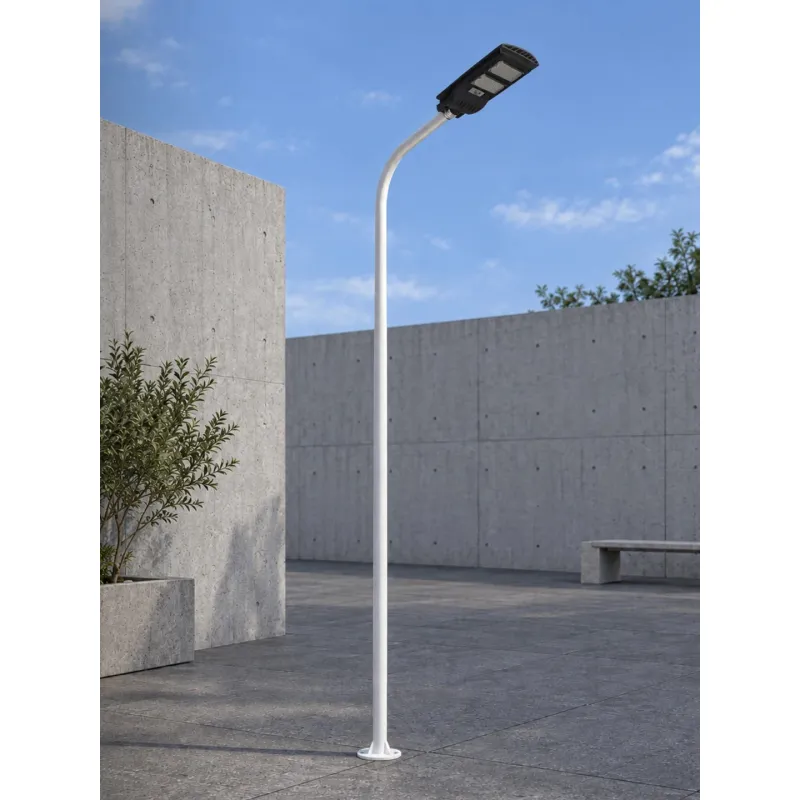 GLOBOSTAR® URBANO-280 GLB-000-0010 Μεταλλικός Γαλβανισμένος Στύλος Φωτισμού για Φωτοβολταϊκό Φωτιστικό Δρόμου Εξωτερικού Χώρου - RAL 9016 Λευκό Ματ - Μ84 x Π25 x Υ280cm