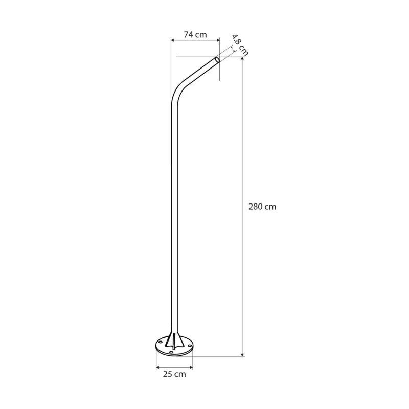 GLOBOSTAR® URBANO-280 GLB-000-0010 Μεταλλικός Γαλβανισμένος Στύλος Φωτισμού για Φωτοβολταϊκό Φωτιστικό Δρόμου Εξωτερικού Χώρου - RAL 9016 Λευκό Ματ - Μ84 x Π25 x Υ280cm