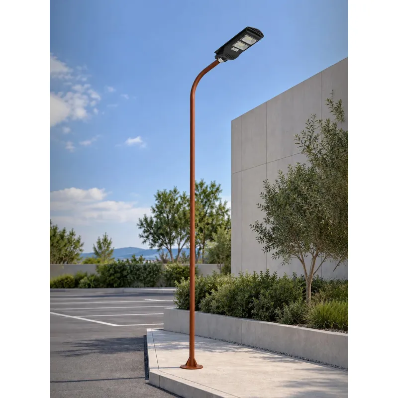 GLOBOSTAR® URBANO-280 GLB-000-0011 Μεταλλικός Γαλβανισμένος Στύλος Φωτισμού για Φωτοβολταϊκό Φωτιστικό Δρόμου Εξωτερικού Χώρου - RAL 8004 Corten Καφε Ματ - Μ84 x Π25 x Υ280cm