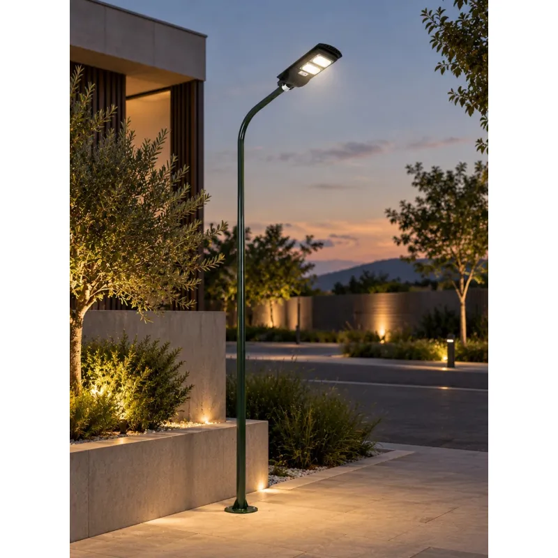 GLOBOSTAR® URBANO-280 GLB-000-0012 Μεταλλικός Γαλβανισμένος Στύλος Φωτισμού για Φωτοβολταϊκό Φωτιστικό Δρόμου Εξωτερικού Χώρου - RAL 6009 Κυπαρίσσι Ματ - Μ84 x Π25 x Υ280cm