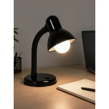 GLOBOSTAR® STUDENT GLB-102-0007 Μοντέρνο Επιτραπέζιο Φωτιστικό Πορτατίφ με Ντουί 1 x E27 AC 220-240V IP20 - Μαύρο - Μ14 x Π14 x Υ32cm