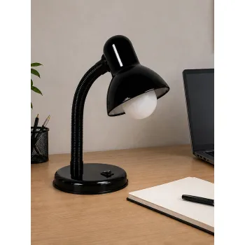 GLOBOSTAR® STUDENT GLB-102-0007 Μοντέρνο Επιτραπέζιο Φωτιστικό Πορτατίφ με Ντουί 1 x E27 AC 220-240V IP20 - Μαύρο - Μ14 x Π14 x Υ32cm