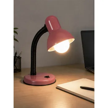 GLOBOSTAR® STUDENT GLB-102-0011 Μοντέρνο Επιτραπέζιο Φωτιστικό Πορτατίφ με Ντουί 1 x E27 AC 220-240V IP20 - Ροζ & Μαύρο - Μ14 x Π14 x Υ32cm