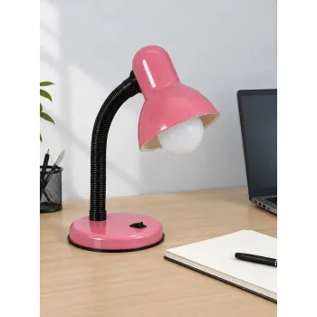 GLOBOSTAR® STUDENT GLB-102-0011 Μοντέρνο Επιτραπέζιο Φωτιστικό Πορτατίφ με Ντουί 1 x E27 AC 220-240V IP20 - Ροζ & Μαύρο - Μ14 x Π14 x Υ32cm