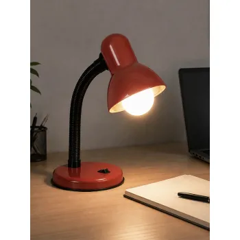 GLOBOSTAR® STUDENT GLB-102-0012 Μοντέρνο Επιτραπέζιο Φωτιστικό Πορτατίφ με Ντουί 1 x E27 AC 220-240V IP20 - Κόκκινο & Μαύρο - Μ14 x Π14 x Υ32cm