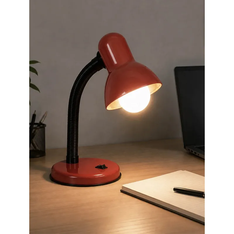 GLOBOSTAR® STUDENT GLB-102-0012 Μοντέρνο Επιτραπέζιο Φωτιστικό Πορτατίφ με Ντουί 1 x E27 AC 220-240V IP20 - Κόκκινο & Μαύρο - Μ14 x Π14 x Υ32cm