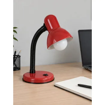 GLOBOSTAR® STUDENT GLB-102-0012 Μοντέρνο Επιτραπέζιο Φωτιστικό Πορτατίφ με Ντουί 1 x E27 AC 220-240V IP20 - Κόκκινο & Μαύρο - Μ14 x Π14 x Υ32cm
