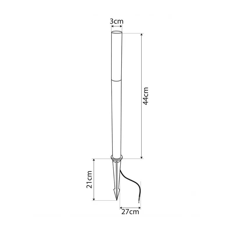 GLOBOSTAR® REED GLB-103-0008 Φωτιστικό Κολωνάκι Κήπου με Καρφωτή Βάση LED 5W 450lm 360° DC 24V Αδιάβροχο IP65 Θερμό Λευκό 2700K - Sanan SMD Chip - Μαύρο Ματ - Μ3 x Π3 x Υ65cm - 3 Χρόνια Εγγύηση