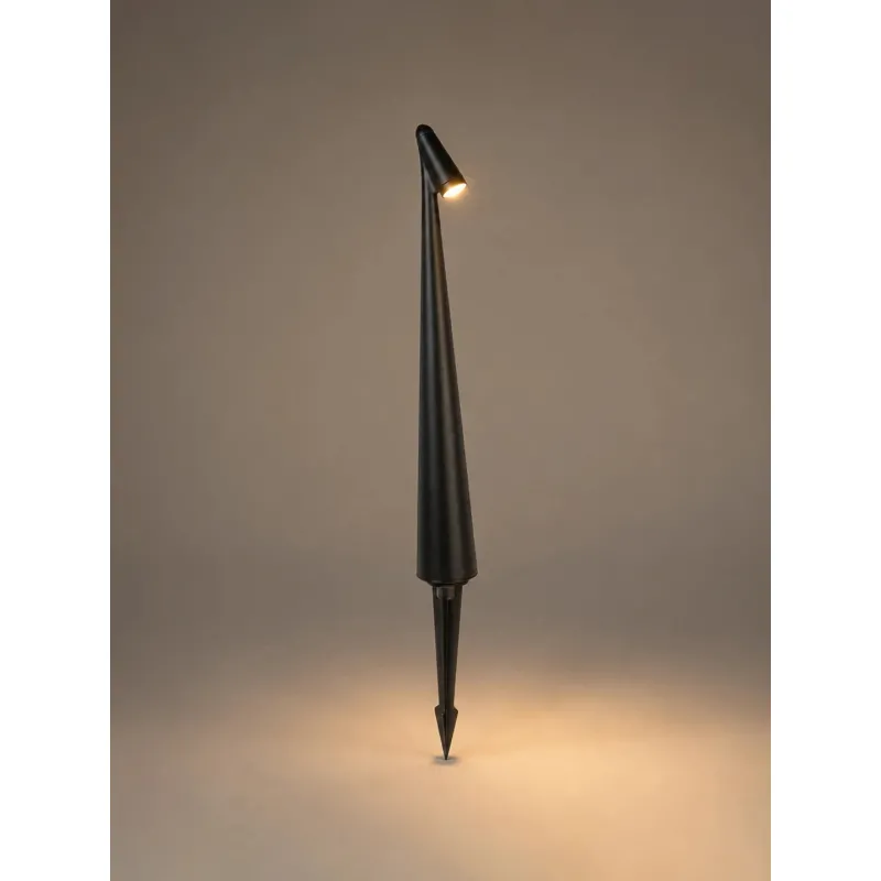 GLOBOSTAR® EDGE GLB-103-0011 Φωτιστικό Κολωνάκι Κήπου με Καρφωτή Βάση LED 3W 270lm 60° DC 24V Αδιάβροχο IP65 Θερμό Λευκό 2700K - Sanan SMD Chip - Μαύρο Ματ - Μ6 x Π6 x Υ45cm - 3 Χρόνια Εγγύηση