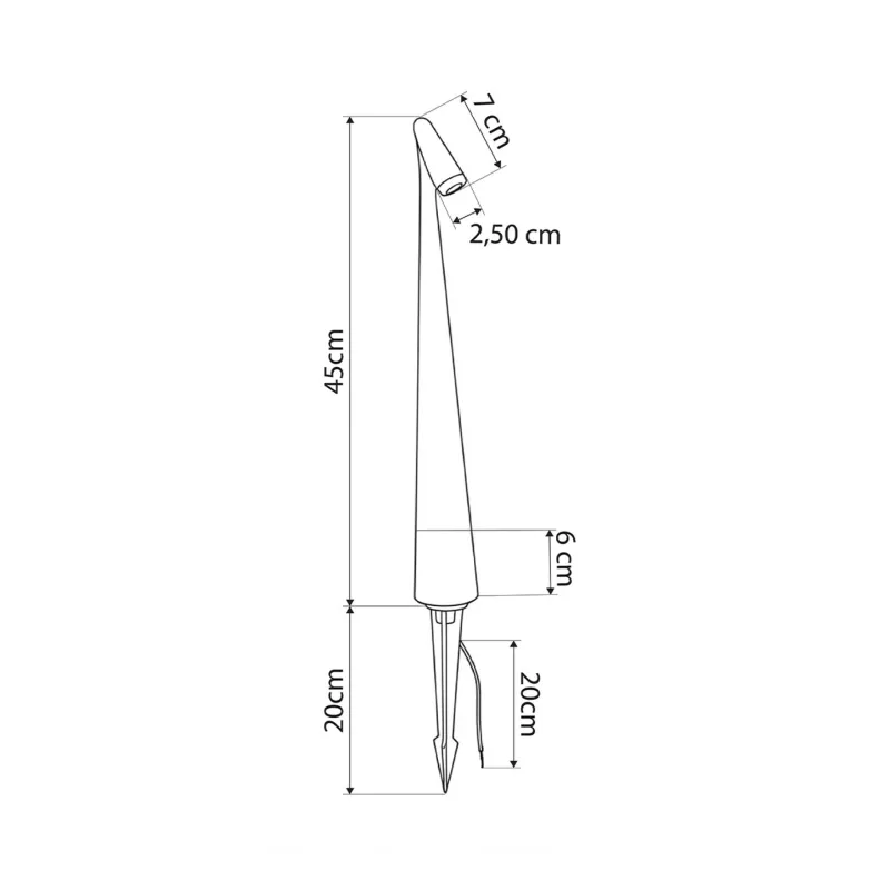 GLOBOSTAR® EDGE GLB-103-0011 Φωτιστικό Κολωνάκι Κήπου με Καρφωτή Βάση LED 3W 270lm 60° DC 24V Αδιάβροχο IP65 Θερμό Λευκό 2700K - Sanan SMD Chip - Μαύρο Ματ - Μ6 x Π6 x Υ45cm - 3 Χρόνια Εγγύηση