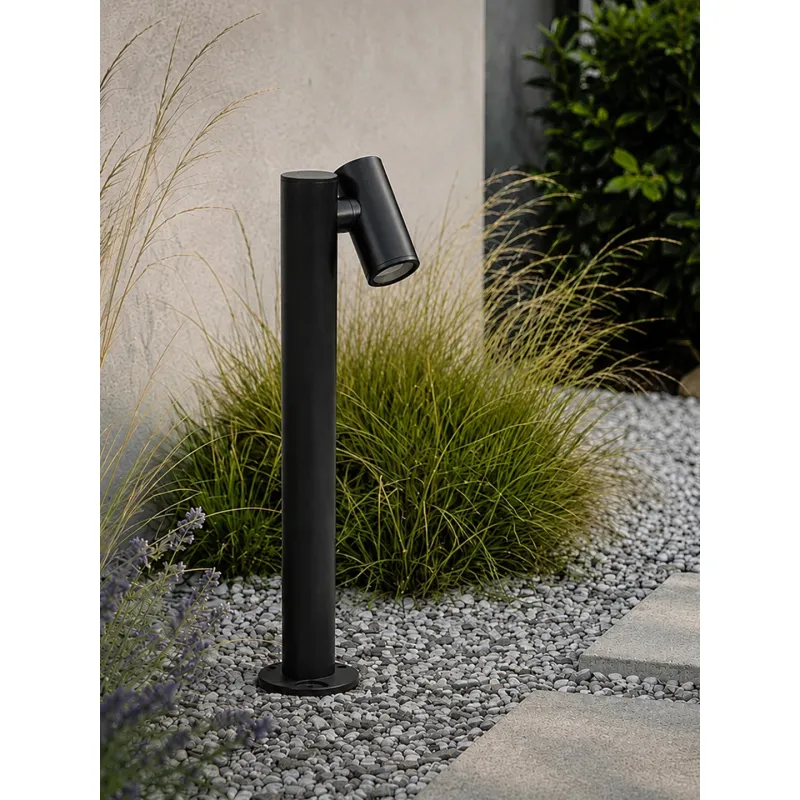 GLOBOSTAR® STEM GLB-103-0012 Φωτιστικό Κολωνάκι Κήπου LED 12W 1080lm 60° AC 220-240V Αδιάβροχο IP65 Θερμό Λευκό 2700K - Sanan SMD Chip - Μαύρο Ματ - Μ12 x Π18 x Υ60cm - 3 Χρόνια Εγγύηση