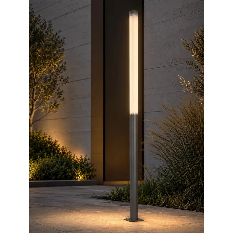 GLOBOSTAR® AXOR GLB-103-0015 Φωτιστικό Urban Πλατείας/Πάρκου LED 50W 4500lm 360° AC 220-240V Αδιάβροχο IP65 Θερμό Λευκό 2700K - Sanan SMD Chip - Γκρι Ανθρακί Ματ - Μ20 x Π20 x Υ300cm - 3 Χρόνια Εγγύηση