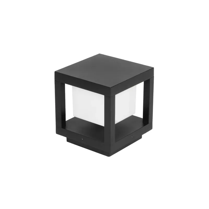 GLOBOSTAR® PRISM GLB-103-0017 Φωτιστικό Κολωνάκι Κήπου LED 10W 900lm 90° AC 220-240V Αδιάβροχο IP65 Θερμό Λευκό 2700K - Sanan SMD Chip - Μαύρο Ματ - Μ15 x Π15 x Υ16cm - 3 Χρόνια Εγγύηση
