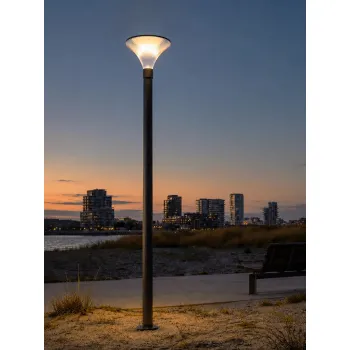 GLOBOSTAR® TOPIS GLB-103-0020 Φωτιστικό Κεφαλής Post Top Πλατείας/Πάρκου/Κήπου LED 50W 4500lm 360° AC 220-240V Αδιάβροχο IP65 Θερμό Λευκό 2700K - Sanan SMD Chip - Μαύρο Ματ - Μ50 x Π50 x Υ39cm - 3 Χρόνια Εγγύηση