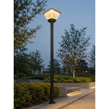 GLOBOSTAR® TOPIS GLB-103-0021 Φωτιστικό Κεφαλής Post Top Πλατείας/Πάρκου/Κήπου LED 50W 4500lm 360° AC 220-240V Αδιάβροχο IP65 Θερμό Λευκό 2700K - Sanan SMD Chip - Μαύρο Ματ - Μ45 x Π45 x Υ40cm - 3 Χρόνια Εγγύηση