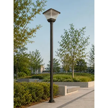 GLOBOSTAR® TOPIS GLB-103-0021 Φωτιστικό Κεφαλής Post Top Πλατείας/Πάρκου/Κήπου LED 50W 4500lm 360° AC 220-240V Αδιάβροχο IP65 Θερμό Λευκό 2700K - Sanan SMD Chip - Μαύρο Ματ - Μ45 x Π45 x Υ40cm - 3 Χρόνια Εγγύηση