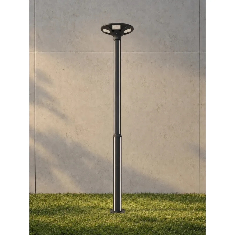GLOBOSTAR® STILIA GLB-103-0023 Στύλος/Κολώνα για Φωτιστικό Πλατείας/Πάρκου/Κήπου LED 72W 6480lm 120° AC 220-240V Αδιάβροχο IP65 Θερμό Λευκό 2700K - Sanan SMD Chip - Μαύρο Ματ - Μ21 x Π21 x Υ300cm - 3 Χρόνια Εγγύηση