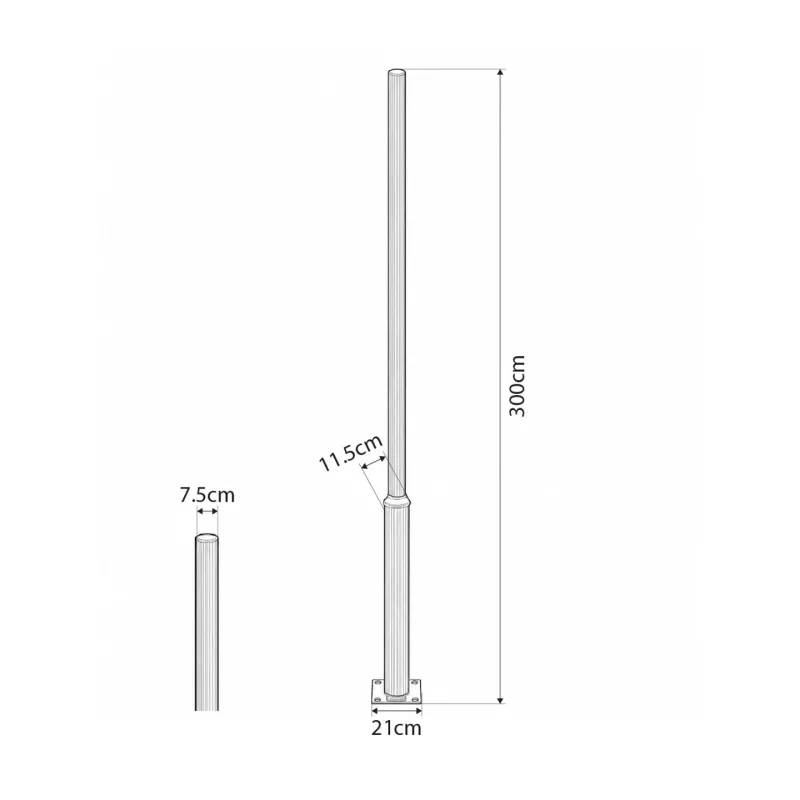 GLOBOSTAR® STILIA GLB-103-0023 Στύλος/Κολώνα για Φωτιστικό Πλατείας/Πάρκου/Κήπου LED 72W 6480lm 120° AC 220-240V Αδιάβροχο IP65 Θερμό Λευκό 2700K - Sanan SMD Chip - Μαύρο Ματ - Μ21 x Π21 x Υ300cm - 3 Χρόνια Εγγύηση