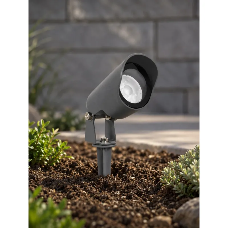 GLOBOSTAR® TREKO GLB-103-0026 Φωτιστικό Σποτ για Φυτά - Δέντρα με Βάση Κήπου / Καρφωτό LED 3W 270lm 5° DC 24V Αδιάβροχο IP65 Θερμό Λευκό 2700K - Sanan SMD Chip - Γκρι Ανθρακί Ματ - Μ5 x Π5 x Υ12cm - 3 Χρόνια Εγγύηση