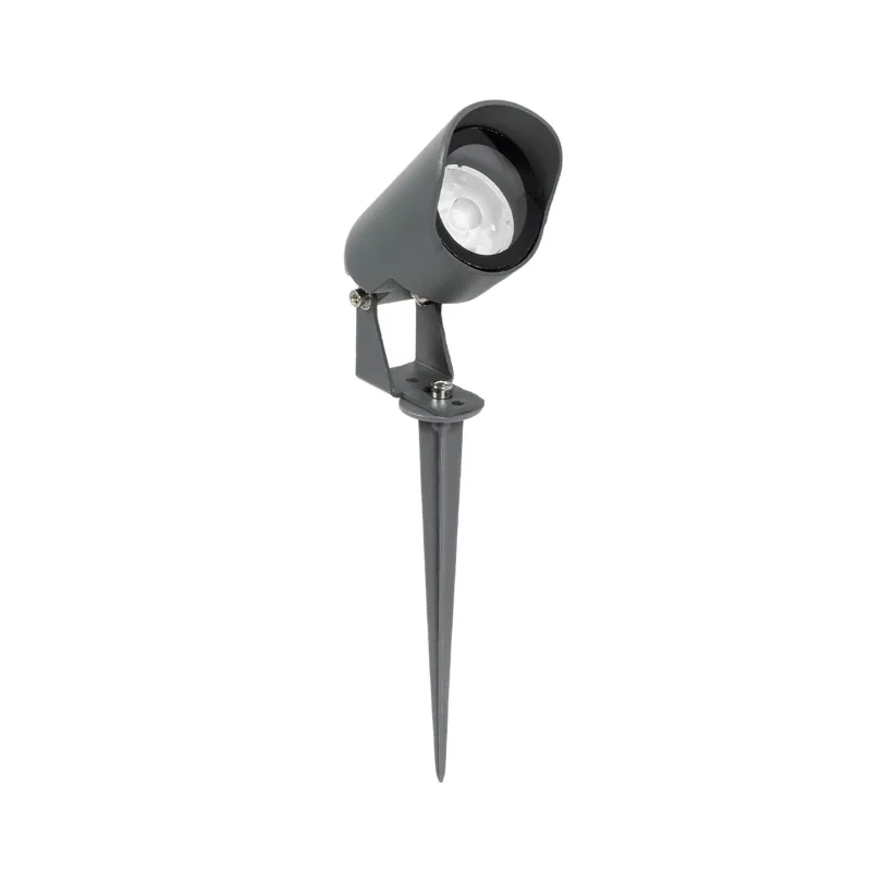 GLOBOSTAR® TREKO GLB-103-0026 Φωτιστικό Σποτ για Φυτά - Δέντρα με Βάση Κήπου / Καρφωτό LED 3W 270lm 5° DC 24V Αδιάβροχο IP65 Θερμό Λευκό 2700K - Sanan SMD Chip - Γκρι Ανθρακί Ματ - Μ5 x Π5 x Υ12cm - 3 Χρόνια Εγγύηση