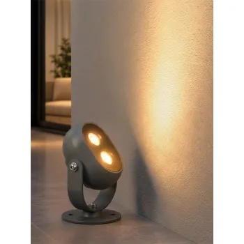 GLOBOSTAR® FLOODIS GLB-103-0031 Προβολέας Σποτ Wall Washer LED 4W 360lm 24° AC 220-240V Αδιάβροχο IP65 Θερμό Λευκό 2700K - Sanan SMD Chip - Γκρι Ανθρακί Ματ - Μ7 x Π5 x Υ11cm - 3 Χρόνια Εγγύηση