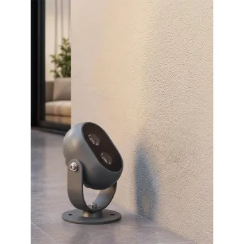GLOBOSTAR® FLOODIS GLB-103-0031 Προβολέας Σποτ Wall Washer LED 4W 360lm 24° AC 220-240V Αδιάβροχο IP65 Θερμό Λευκό 2700K - Sanan SMD Chip - Γκρι Ανθρακί Ματ - Μ7 x Π5 x Υ11cm - 3 Χρόνια Εγγύηση