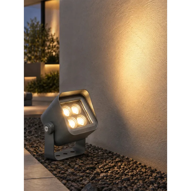 GLOBOSTAR® FLOODVIRA GLB-103-0032 Προβολέας Σποτ Wall Washer LED 8W 720lm 24° AC 220-240V Αδιάβροχο IP65 Θερμό Λευκό 2700K - Sanan SMD Chip - Γκρι Ανθρακί Ματ - Μ11 x Π9 x Υ15cm - 3 Χρόνια Εγγύηση