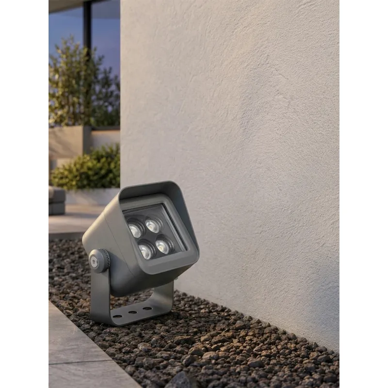 GLOBOSTAR® FLOODVIRA GLB-103-0032 Προβολέας Σποτ Wall Washer LED 8W 720lm 24° AC 220-240V Αδιάβροχο IP65 Θερμό Λευκό 2700K - Sanan SMD Chip - Γκρι Ανθρακί Ματ - Μ11 x Π9 x Υ15cm - 3 Χρόνια Εγγύηση