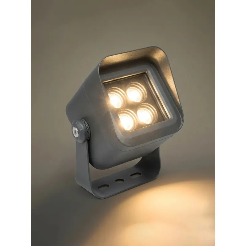 GLOBOSTAR® FLOODVIRA GLB-103-0032 Προβολέας Σποτ Wall Washer LED 8W 720lm 24° AC 220-240V Αδιάβροχο IP65 Θερμό Λευκό 2700K - Sanan SMD Chip - Γκρι Ανθρακί Ματ - Μ11 x Π9 x Υ15cm - 3 Χρόνια Εγγύηση