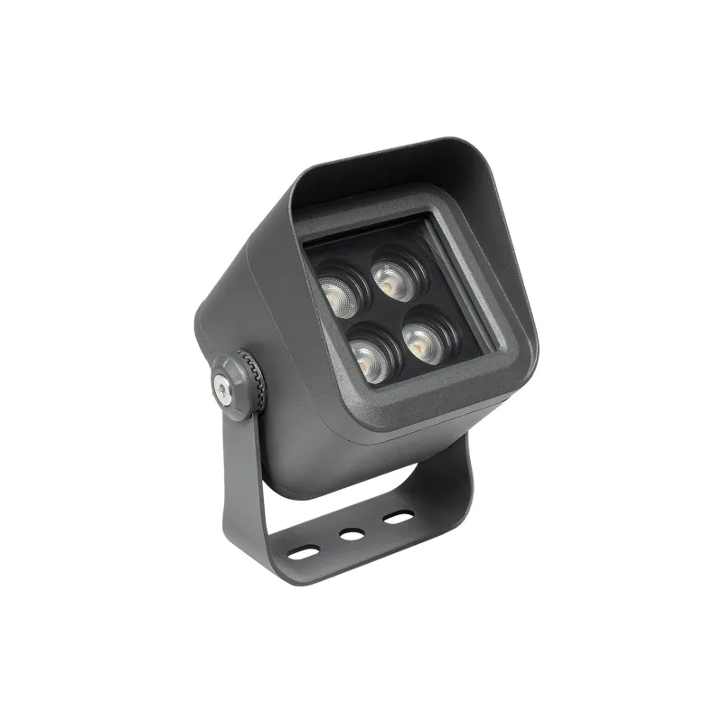 GLOBOSTAR® FLOODVIRA GLB-103-0032 Προβολέας Σποτ Wall Washer LED 8W 720lm 24° AC 220-240V Αδιάβροχο IP65 Θερμό Λευκό 2700K - Sanan SMD Chip - Γκρι Ανθρακί Ματ - Μ11 x Π9 x Υ15cm - 3 Χρόνια Εγγύηση