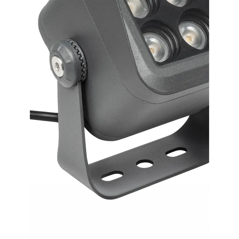 GLOBOSTAR® FLOODVIRA GLB-103-0032 Προβολέας Σποτ Wall Washer LED 8W 720lm 24° AC 220-240V Αδιάβροχο IP65 Θερμό Λευκό 2700K - Sanan SMD Chip - Γκρι Ανθρακί Ματ - Μ11 x Π9 x Υ15cm - 3 Χρόνια Εγγύηση