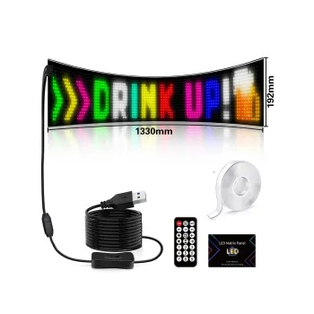 GLOBOSTAR® MATRIX GLB-106-0004 Εύκαμπτη Κυλιόμενη Ψηφιακή Επιγραφή 133x19.2cm P9 144x16 Pixel LED 10W DC 5V 2A με USB 2.0 Αδιάβροχο IP65 Πολύχρωμο RGB - Bluetooth Control μέσω iPIXEL APP - Μ133 x Π0.4 x Υ19.2cm - 2 Χρόνια Εγγύηση