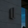 kelvo® MURANO KLV-101-0015 Φωτιστικό Τοίχου / Απλίκα για 2 Λάμπες MR16 με Ντουί GU10 AC 220-240V Αδιάβροχο IP65 - Μαύρο Ματ - Μ8 x Π8 x Υ15cm