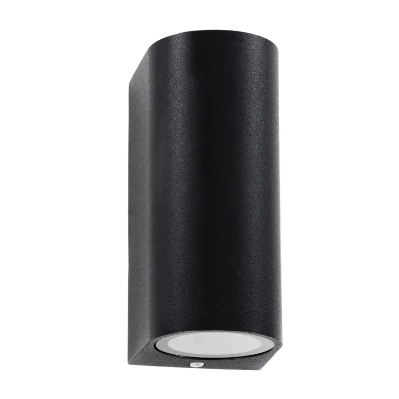 kelvo® MURANO KLV-101-0015 Φωτιστικό Τοίχου / Απλίκα για 2 Λάμπες MR16 με Ντουί GU10 AC 220-240V Αδιάβροχο IP65 - Μαύρο Ματ - Μ8 x Π8 x Υ15cm