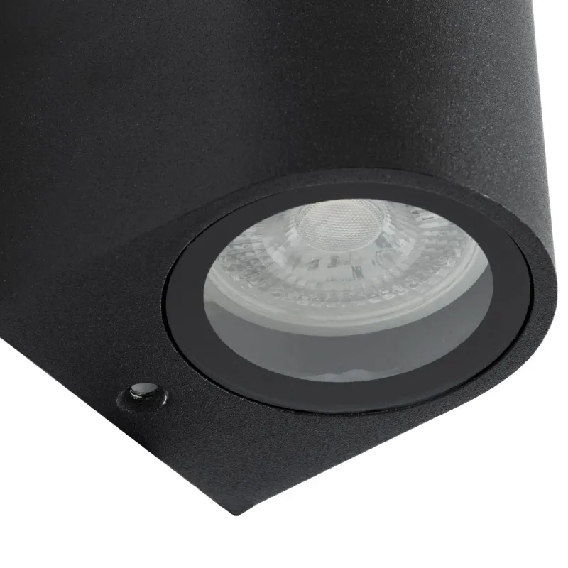 kelvo® MURANO KLV-101-0015 Φωτιστικό Τοίχου / Απλίκα για 2 Λάμπες MR16 με Ντουί GU10 AC 220-240V Αδιάβροχο IP65 - Μαύρο Ματ - Μ8 x Π8 x Υ15cm