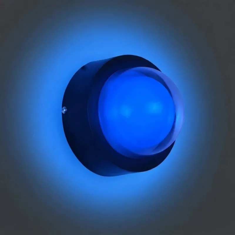 kelvo® NEXA KLV-101-0249 Φωτιστικό Τοίχου / Απλίκα LED 6W 360lm 180° AC 220-240V Αδιάβροχο IP65 Μπλε - Sanan SMD Chip & TÜV SÜD Driver - Μαύρο Ματ - Μ11 x Π8.5 x Υ11cm - 5 Χρόνια Εγγύηση