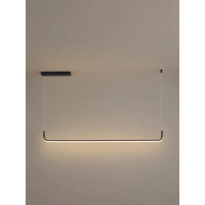 kelvo® LINARIA KLV-101-0255 Κρεμαστό Φωτιστικό Οροφής LED 36W 3600lm 180° AC 220-240V IP20 Ρυθμιζόμενο Λευκό CCT με Χειριστήριο από 2700K έως 6000K Dimmable - Lumileds SMD Chip - Μαύρο Ματ - Μ120 x Π2 x Υ10cm - 3 Χρόνια Εγγύηση